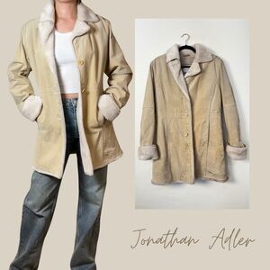 Vintage Penny Lane 70's Coat – Jonathan Adler Tan Suede Leather & Faux Fur, S